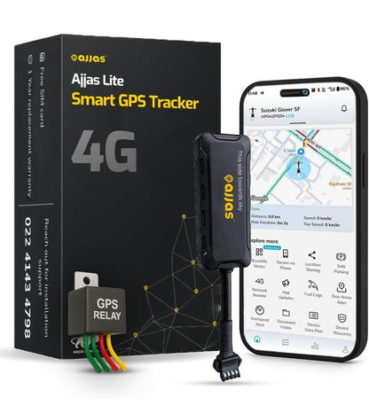 Ajjas 4G Lite (Remote Engine Lock) Wired Hidden AI Smart GPS Tracker for Car/Bike with Driving Score, Location Tracking, Geo-Fence Alert