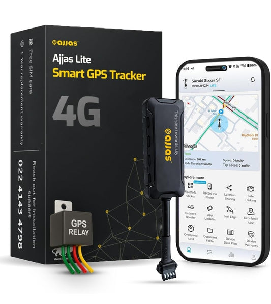 Ajjas 4G Lite (Remote Engine Lock) Wired Hidden AI Smart GPS Tracker for Car/Bike with Driving Score, Location Tracking, Geo-Fence Alert