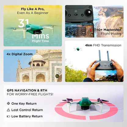 IZI mini X Nano 4K camera drone - UHD 20MP, GPS, 31min flight