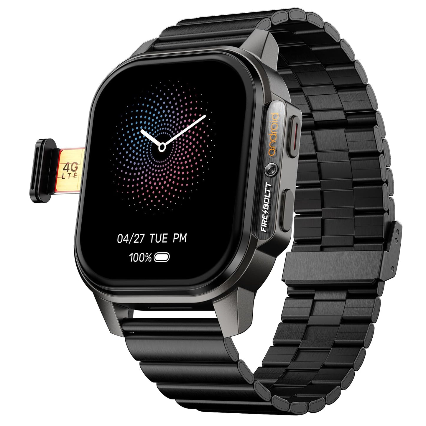 Fire-Boltt Snapp Smart Watch, Selfie Camera, 4G Nano-SIM Slot, 54.1mm AMOLED Display, Play Store- Unlimited apps, 1000mAh Battery, 2GB/4GB RAM (Jet Black Luxe)
