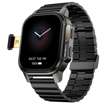 Fire-Boltt Snapp Smart Watch, Selfie Camera, 4G Nano-SIM Slot, 54.1mm AMOLED Display, Play Store- Unlimited apps, 1000mAh Battery, 2GB/4GB RAM (Jet Black Luxe)