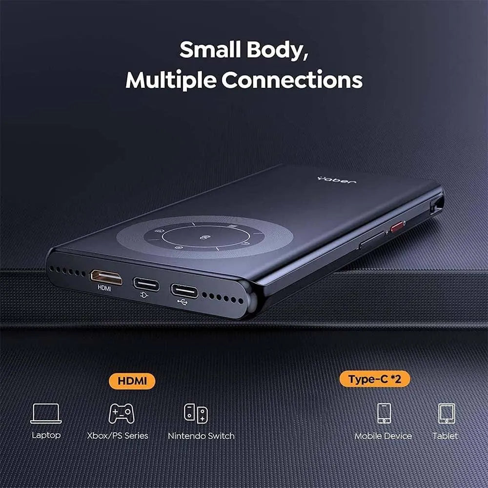 YABER Pico T1 Mini Pocket Projector with WiFi and Bluetooth, 0.52" Ultra-Thin, 1080P Support Built-in Speaker
