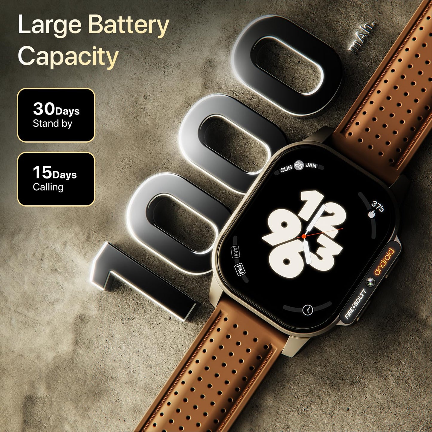 Fire-Boltt Snapp Smart Watch, Selfie Camera, 4G Nano-SIM Slot, 54.1mm AMOLED Display, Play Store- Unlimited apps, 1000mAh Battery, 2GB/4GB RAM (Jet Black Luxe)