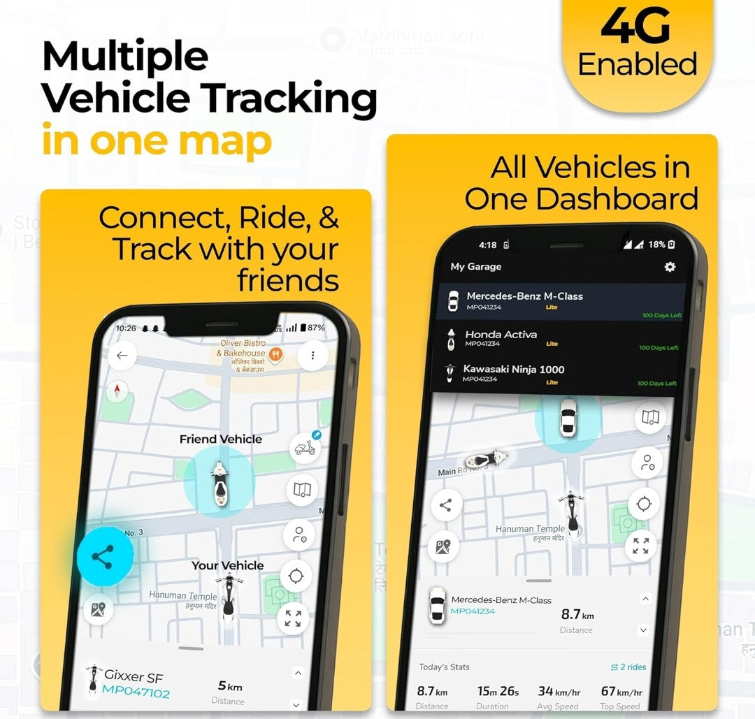 Ajjas 4G Lite (Remote Engine Lock) Wired Hidden AI Smart GPS Tracker for Car/Bike with Driving Score, Location Tracking, Geo-Fence Alert